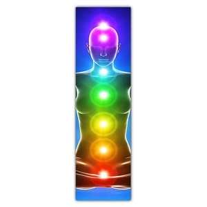 Detailed view of the seven chakras meditation printed wall hanging scroll for home decor