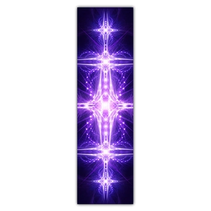 Detailed view of the vertical hanging scroll featuring purple fractal star pattern art
