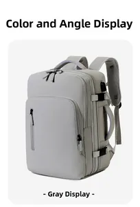 Detail view of the gray waterproof business laptop backpack with ergonomic straps