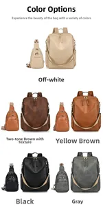 Set of PU leather business backpacks and matching crossbody bags in five colors