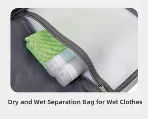 Close-up of wet clothes pocket with water droplets showing dry and wet separation feature