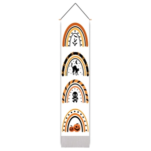 Detailed vertical wall banner featuring Halloween motifs like bats, cats and pumpkins