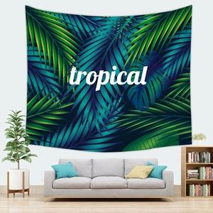 Arazzo con foglie tropicali verdi e monstera per decorazione murale della casa