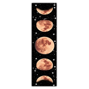 Detail showing lunar eclipse phases on peach skin fabric wall tapestry with starry night background