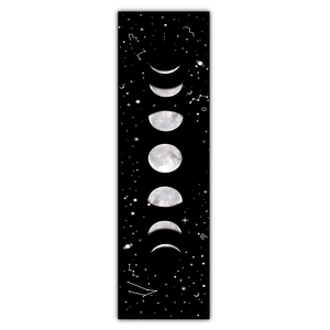 Vertical lunar cycle phases and starry constellation art on wall hanging tapestry