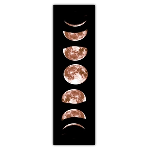 Vertical detail of moon phase tapestry showing full lunar cycle on black background