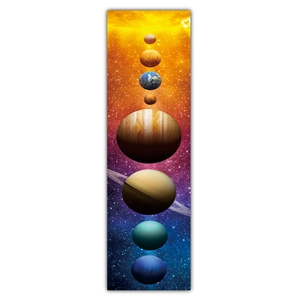 Tapisserie verticale du système solaire montrant le soleil et les planètes dans l'espace