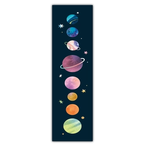 Vue détaillée de l'affiche verticale des planètes du système solaire avec texture aquarelle