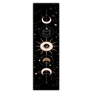 Vertical lunar phase moon eclipse tapestry with celestial sun and star patterns