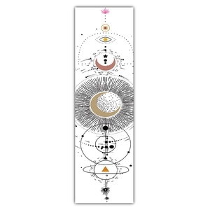 Vertical detail of lunar eclipse tapestry with bohemian sun and moon phases design