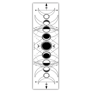 Bohemian moon eclipse phases wall tapestry with geometric lines for home decor