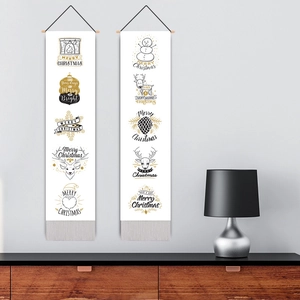 Christmas wall hanging banners set with Santa and Reindeer for holiday home decoration
