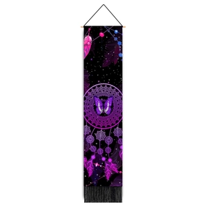 Colorful dreamcatcher wall tapestry with purple butterflies and starry sky patterns
