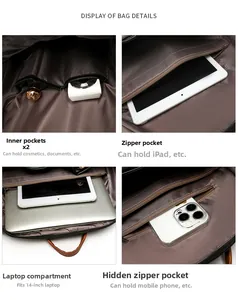 Detailed interior of the backpack showing laptop compartment and multiple organizer pockets