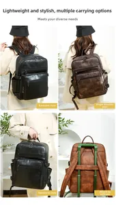 Multi-way large business backpack showing shoulder, handheld, and luggage strap options
