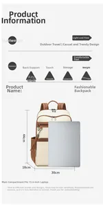 Capacity diagram of bicolor backpack showing dimensions 44x30x18cm for 15.6 inch laptop