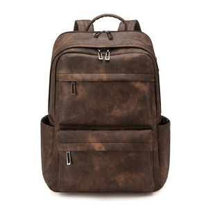 Sac à dos vintage en cuir marron pour homme avec compartiments pour affaires et voyage