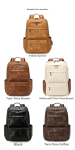 Vue détaillée montrant cinq options de couleurs rétro de sacs à dos en cuir étanche