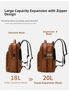 Detail view of the 5cm expandable zipper layer increasing capacity from 18L to 20L