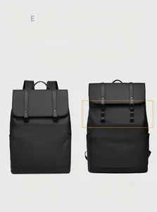 Detail view comparing the standard and expanded capacity of the black waterproof backpack