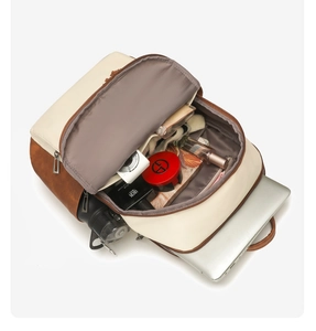 Detailed inner view of large capacity backpack showing laptop and camera compartments