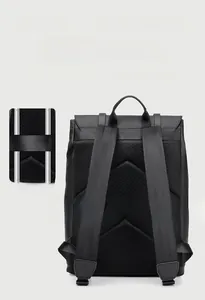 Business backpack featuring suitcase luggage strap and breathable mesh back panel