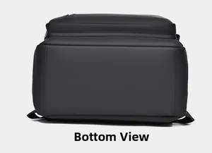 Detailed bottom view of business laptop backpack showing stitching and durable fabric