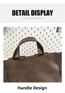 Detail view of the thickened brown PU leather handle with reinforced edge stitching