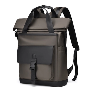 Waterproof business laptop backpack with fold-top closure and adjustable side buckles
