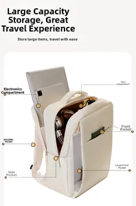 Internal layout of minimalist backpack showing laptop compartment and storage zones