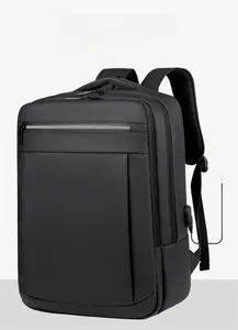 Detail view of the USB charging port on the side of this large business laptop backpack
