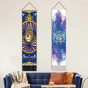 Modern Evil Eye wall tapestries with wooden poles and tassels for home decor