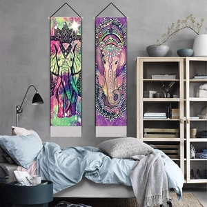 Bohemian mandala elephant tapestry set hanging on bedroom wall for modern room decor