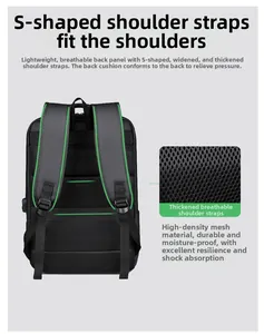 Ergonomic back panel with breathable mesh and S-shaped padded shoulder straps on backpack