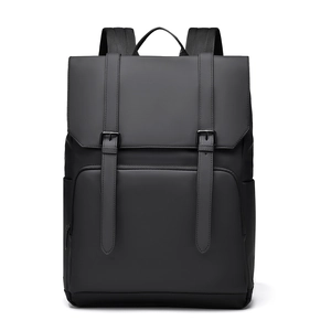 Minimalist Men Laptop Backpack Waterproof Synthetic Leather Large Capacity Business Travel School Bag Urban Casual Rucksack With Buckle Straps