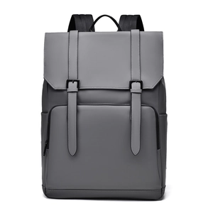 Waterproof dark grey travel backpack for men with buckle closure and laptop compartment