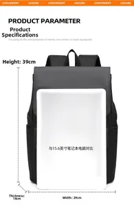 Detail view of water-resistant business backpack dimensions for 15.6 inch laptops