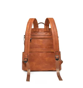 Detailed back view of leopard print backpack showing zipper pocket and padded straps