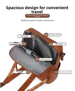 Detail showing 7 functional compartments including a padded laptop sleeve and main pocket