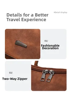 Detail of dark brown backpack showing two-way zippers and metallic fashion decoration