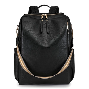 Damen Retro PU Leder Rucksack Mode Multifunktionale Reisetasche Mit Gestreiftem Schultergurt Funktional