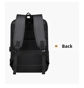 Business laptop backpack back view with breathable mesh straps and luggage strap feature