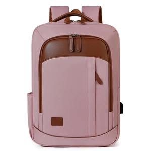Unisex Business Travel Laptop Backpack Water Repellent Oxford Cloth School Bookbag With USB Charging Port Color Stitching Casual Rucksack