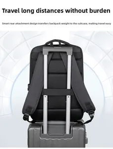 Men's business backpack with trolley sleeve and padded breathable back panel