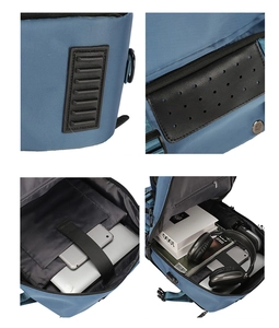 Detailed interior compartments of travel backpack with laptop sleeve and multi-layer storage