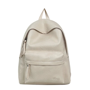 Women Large Capacity PU Leather Backpack Retro Solid Color Student School Bag Minimalist Travel Casual Fashion Daypack