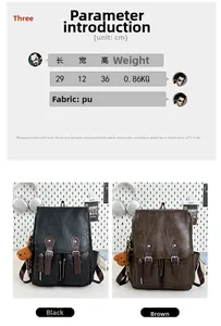 Detaillierte Größenangaben und Farbauswahl für den minimalistischen 29x12x36cm PU-Leder Rucksack