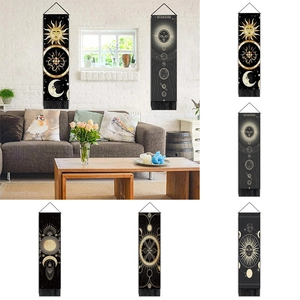 Celestial Sun Moon Phase Tapestry Wall Hanging With Tassels Cotton Polyester Decorative Fabric Poster For Home Room Decor