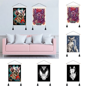 Sphynx Katze Wandteppich Surrealer Okkultismus Gotische Kunst Dekoration Mit Holzstange Und Quasten Für Wohnzimmer Schlafzimmer