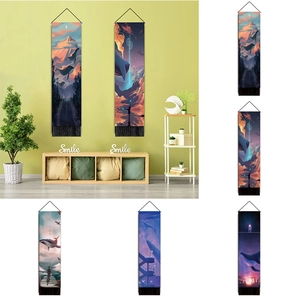 Surreal Whale Sunset Tapestry Wall Hanging With Tassel Aesthetic Healing Art Landscape Background Fabric Poster For Home Living Room Bedroom Decor